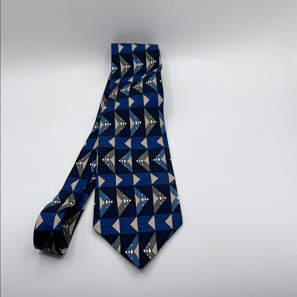 Duxbury Ltd 🇮🇹 Geometric Blue and Black Men's Tie